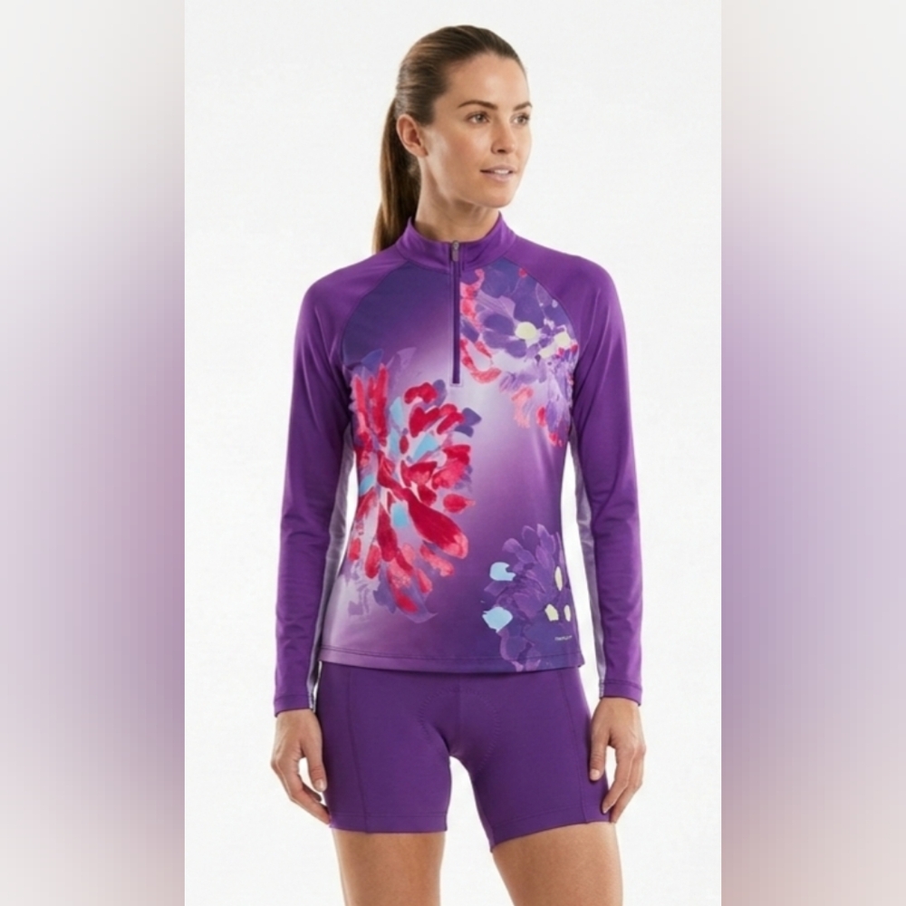 Greg Norman SolarXP Purple Floral Long Sleeve Top Size XL